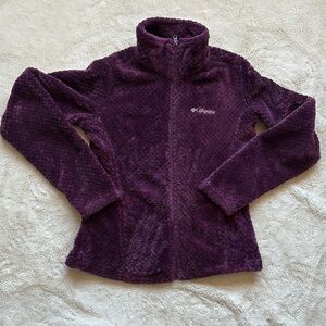 30 Columbia Full-Zip Plush Fleece Jacket Deep Purple Soft Cozy Layer Small